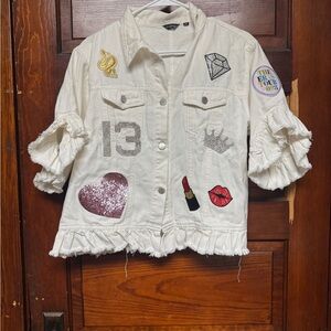 Homemade Taylor Swift White jeans jacket Size 2x but refer to the measurements